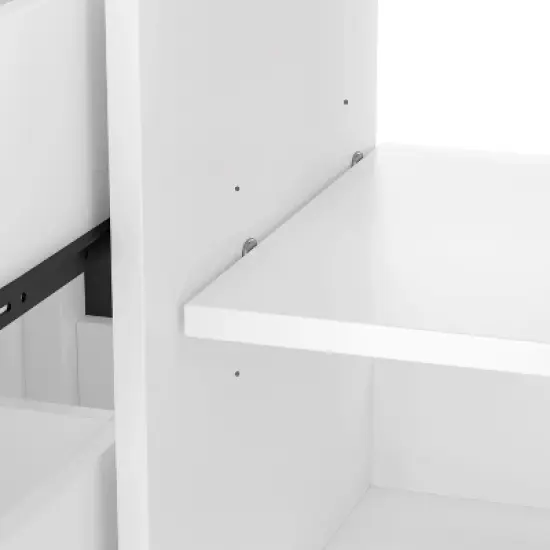 24"W Bathroom Vanity with Ceramic Sink, Bathroom Storage Cabinet with Flip Drawer, White/Black/Light Green/Blue Gray - ModernLuxe image {15}