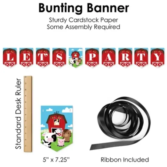 Big Dot of Happiness Farm Animals - Barnyard Baby Shower or Birthday Party Supplies Decoration Kit - Decor Galore Party Pack - 51 Pieces image {4}