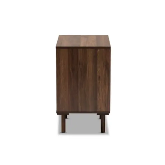 3 Drawer Meike Two-Tone Wood Nightstand Walnut/White - Baxton Studio image {3}