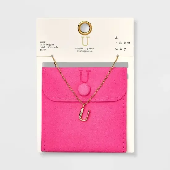 Gold Dipped Cubic Zirconia Initial Pendant Necklace - A New Day&trade; Gold image {24}