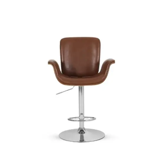 2pc Romer Mid Century Modern Bentwood Adjustable Swivel Counter Height Barstools - Christopher Knight Home image {2}