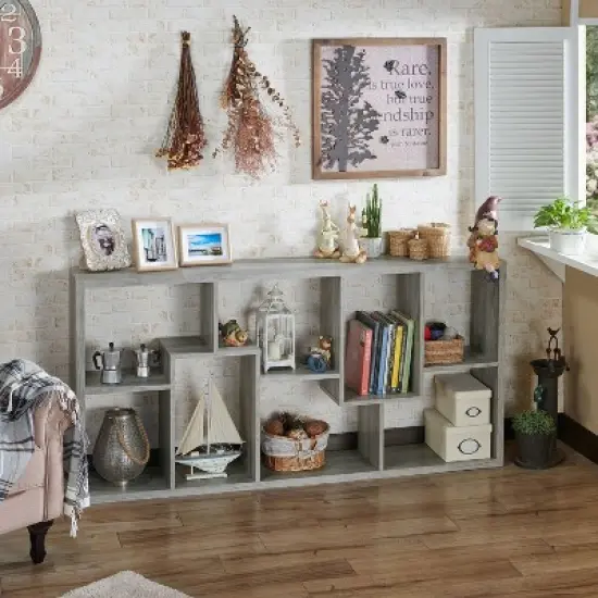 70.98" Crusiton Versatile Bookcase Vintage Gray Oak - miBasics image {4}