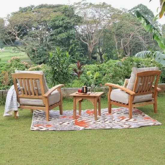 Cambridge Casual 3pc Caterina Teak Outdoor Patio Small Space Chat Furniture Set with Cushion image {2}
