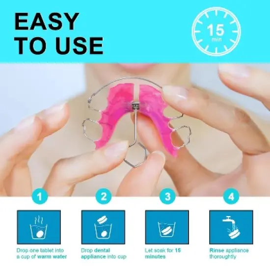 MySmile Retainer Cleaner 120 Tablets, Remove Odors, Stains & Plaque from Aligners, Mouth Guards & More (Mint & Orange Flavor) image {5}