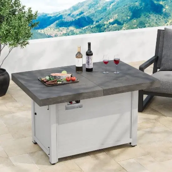 Christopher Knight Home Roy Contemporary Patio Extendable Aluminium Alloy 50,000 BTU Fire Pit Table image {8}