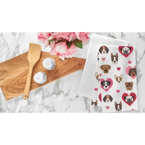 C&F Home Valentine's Day Puppy Dog Love Flour Sack Kitchen Dishtowel image {2}