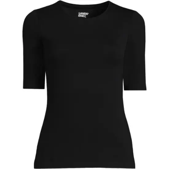 Lands' End Women's Elbow Sleeve Lightweight Jersey Crew Neck Top image {7}