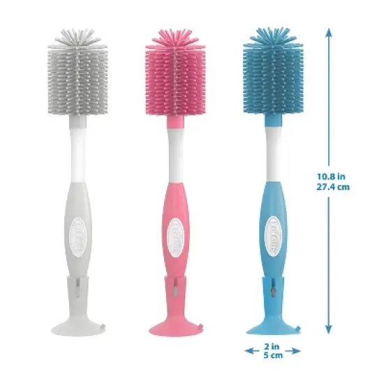 Dr. Brown's Soft Touch No Scratch Baby Bottle Cleaning Brush with Stand - Gray image {10}