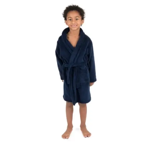 Leveret Kids Shawl Collar Fleece Solid Color Robe image {11}