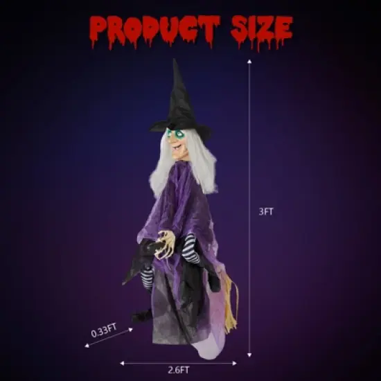 Slickblue 3FT Halloween Witch Outdoor Hanging Decor with Motion, LED Lights, and Terrifying Sounds image {6}
