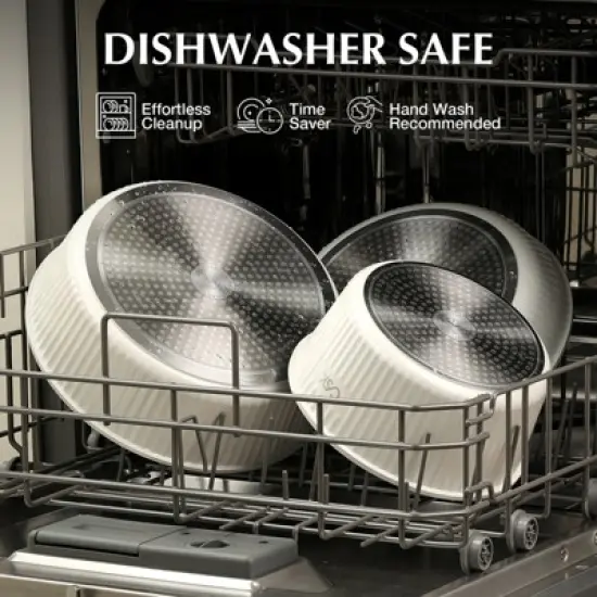 KOCH SYSTEME CS 17pcs Pots and Pans Set Non Stick, Nonstick Ceramic Cookware Set with Detachable Handle, Cream White image {3}