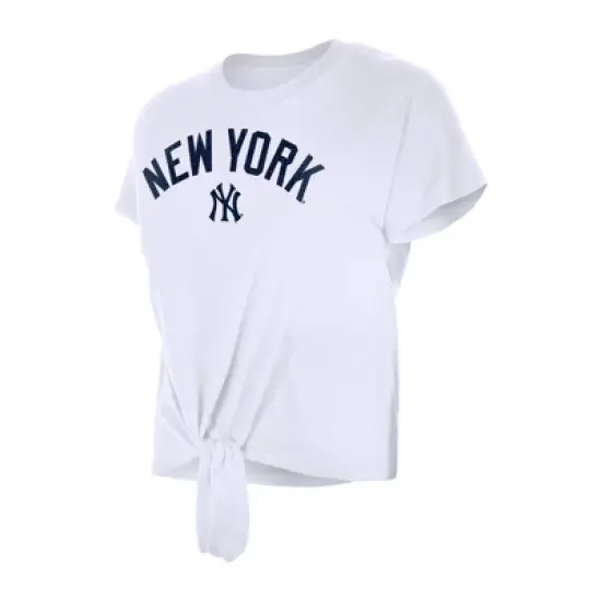 MLB New York Yankees Women's White Front Knot T-Shirt image {2}
