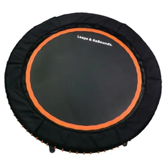 LEAPS & REBOUNDS 48" Adjustable Stability Bar Attachment with 48" Mini Fitness Trampoline and Home Gym Rebounder for Cardio Exercises, Orange image {2}