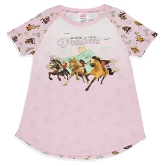 Girls' Spirit Untamed Movie Believe In Your Dreams Nightgown Sleep Pajama Pink image {6}