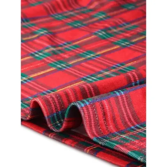 Agnes Orinda Women's Plus Size Velvet Plaid A-Line Elastic Waist Flare Skirts image {4}