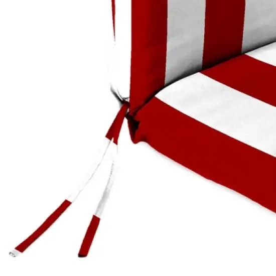 French Edge Outdoor Cushion - Cabana Stripe Red - Jordan Manufacturing: Water-Resistant Patio Chair Pad image {6}