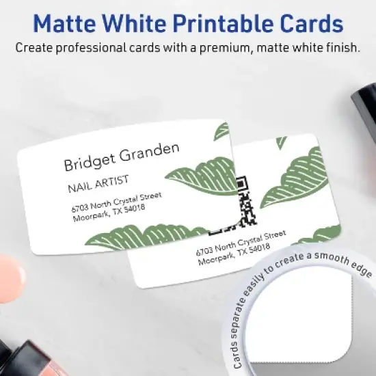Avery Arched Business Cards, 2" x 3-1/2", Matte White, 80 Total image {2}