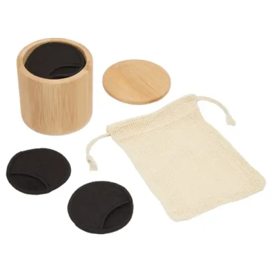 Glamlily 16 Pack Reusable Cotton Rounds, Black Makeup Remover Face Pads, Make Up Removal Cloths with Storage Holder Bag image {6}