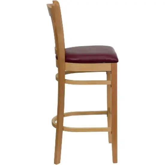 Emma and Oliver Vertical Slat Back Wooden Restaurant Dining Barstool image {3}