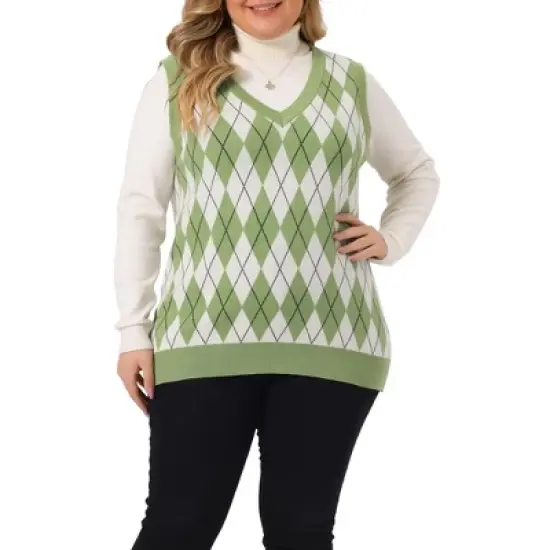 Agnes Orinda Women's Plus Size Cable Knit Sleeveless Pullover Sweater Vest image {8}
