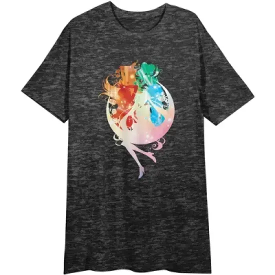 Sailor Moon Crystal Character Orb Crew Neck Short Sleeve Black Heather Women's Night Shirt image {2}