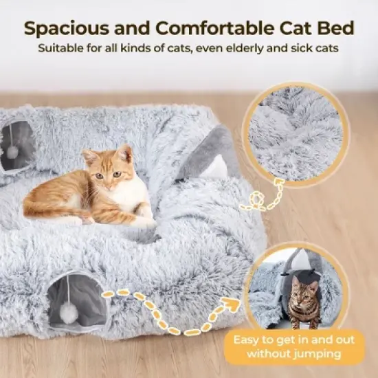 GOTGELIF Collapsible Plush Cat Tunnel Bed Pet Toy for Indoor Cats image {5}