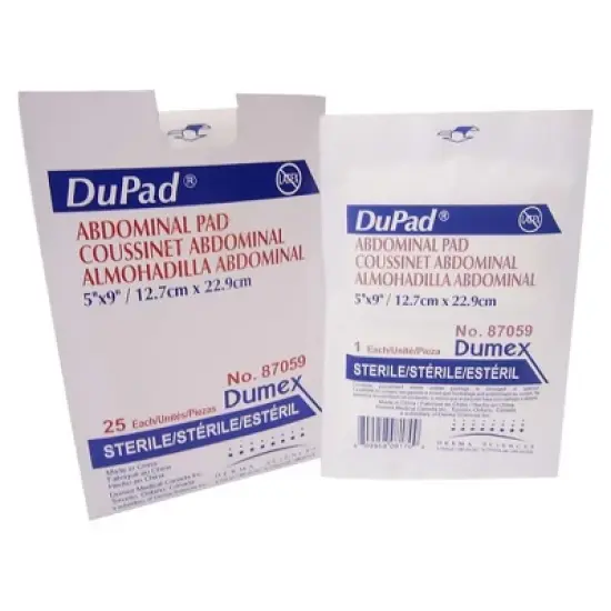 DuPad White Abdominal Pad Sterile 5 X 9 Inch 87059, 25 ct image {1}