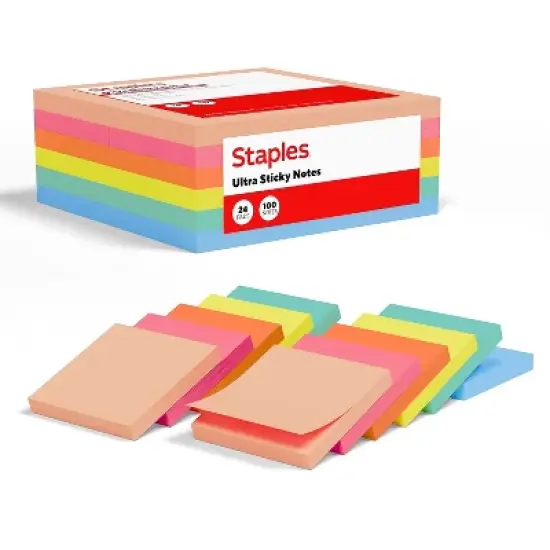 Staples Ultra Sticky Notes 3" x 3" Golden Hour Collection 100 Sheets/Pad 24 Pads/Pack (ST62885) image {5}