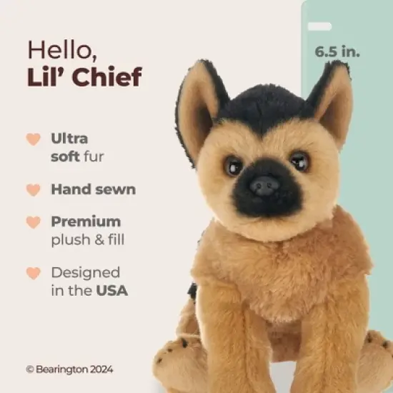 Bearington Lil' Chief The German Shepherd Stuffed Animal, 6.5 Inch Dog Stuffed Animal, For Ages 3-14 image {5}