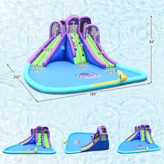 Costway Inflatable Water Park Octopus Bounce House 2 Slides Climbing Wall Without Blower image {1}