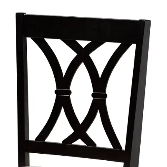 7pc Reneau Upholstered Wood Dining Set Sand Brown/Espresso - Baxton Studio image {3}