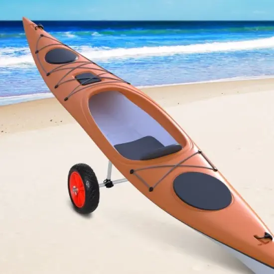 Universal Paddle Boat Cart, Trolley Trailer Kayak Wheels with Strong Aluminum Frame, Adjustable Width Crossbar, & Large Tires image {8}