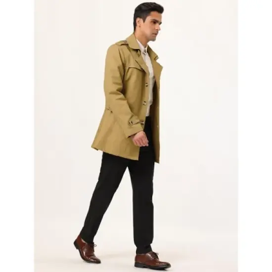Lars Amadeus Men's Trench Jacket Single Breasted Notch Lapel Winter Coat image {3}