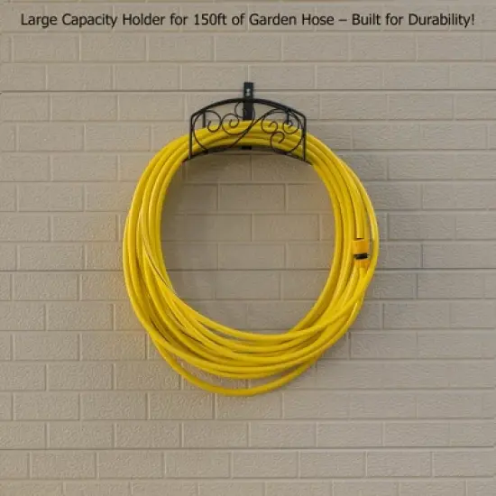 Gardenised Metal Wall-Mount Classic Swirl Hose Holder Heavy-Duty Outdoor Hanger and Water Hose Organizer with Sturdy Reel Hooks & Screw image {5}