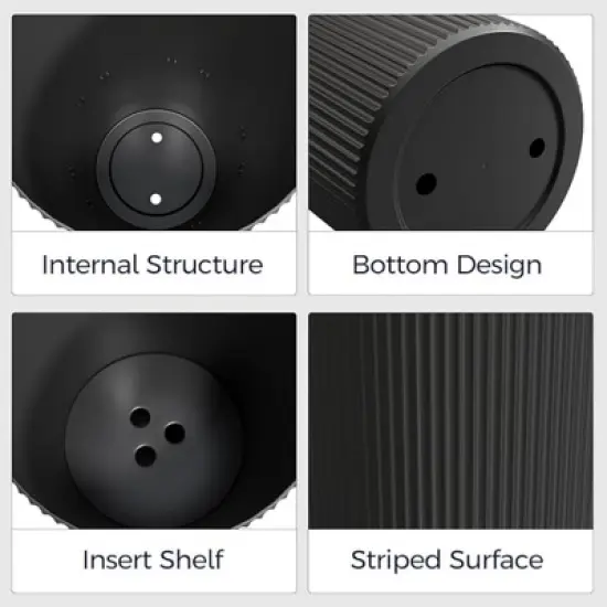 INFURNIC Planters, Outdoor Flower Pot, Tall Planters with Drainage Hole, for gardens, patios, or indoor spaces, 2PCS, Black, 13"*13"*23.6" image {4}