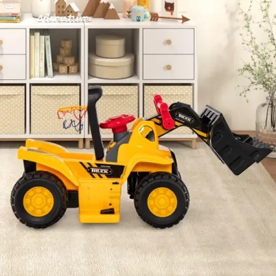 Costway 6V Electric Kids Ride On Bulldozer Pretend Play Truck Toy with Adjustable Bucket image {1}