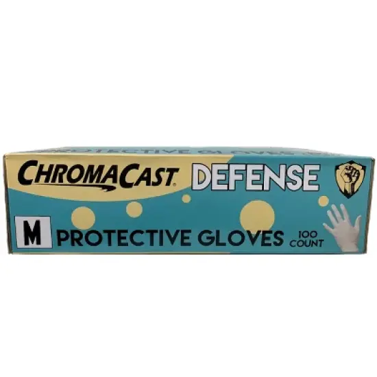 ChromaCast Defense Disposable Clear Nylon Work Bench Gloves, 100 Pack - Latex Free, Medium image {1}