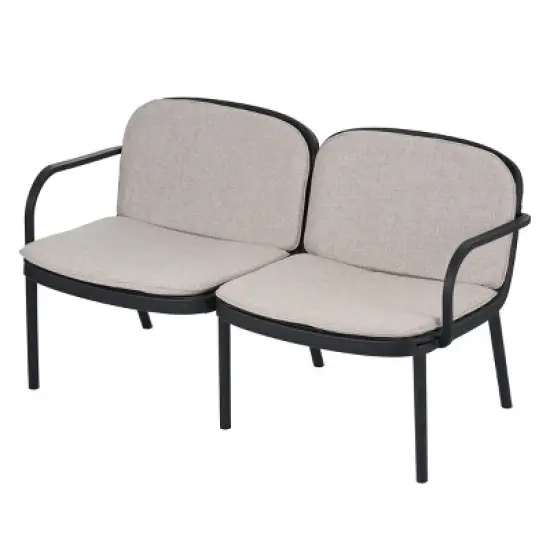 Outdoor Plastic Loveseat with Water-Repellent Cushion,Weather Resistant Loveseat for Patio or Garden,Patio Loveseat with PP Frame-Koiai image {7}