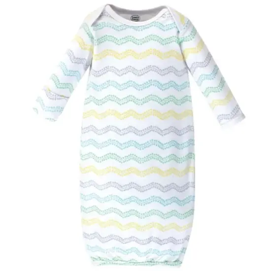 Luvable Friends Baby Cotton Long-Sleeve Gowns 4pk, Basic Elephant, 0-6 Months image {2}