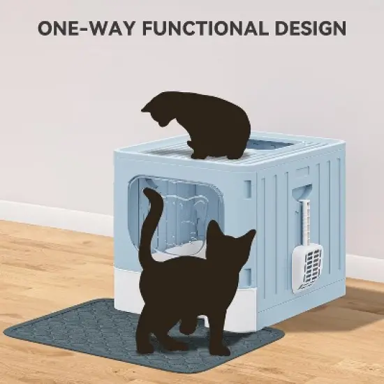 QuestaPack Large Enclosed Cat Litter Box with Cushion, Anti-Splash Closed Litter Boxes with Litter Scoop Front Entry Top Exit Door image {5}
