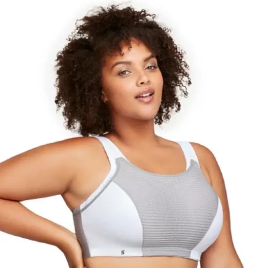 Glamorise Womens Custom Control Sports Wirefree Bra 1166 White/Gray image {5}