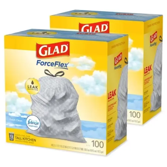 Glad ForceFlex Tall Kitchen Drawstring Trash Bags - Febreze Fresh Clean - 13 Gallon image {12}