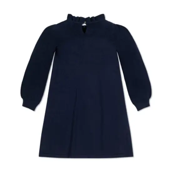 Hope & Henry Girls' Long Sleeve Ruffle Neck Sweater Dress, Toddler image {2}