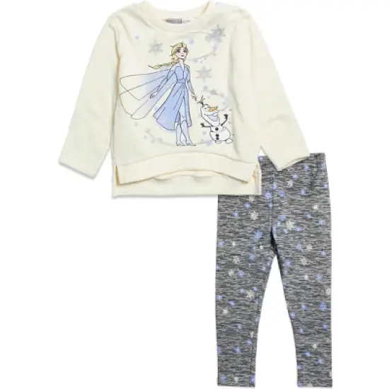 Disney Frozen Princess Anna Elsa Girls Sweatshirt and Leggings Outfit Set Little Kid to Big Kid image {10}