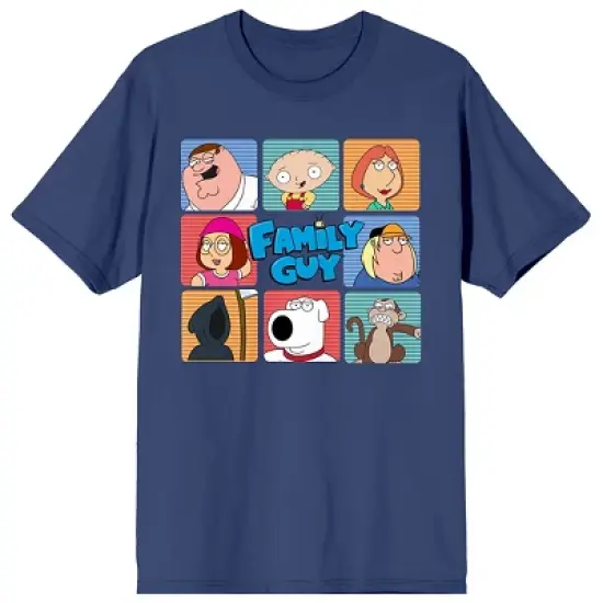 Family Guy Stacked Character Boxes Crew Neck Short Sleeve Navy Women's T-shirt image {3}