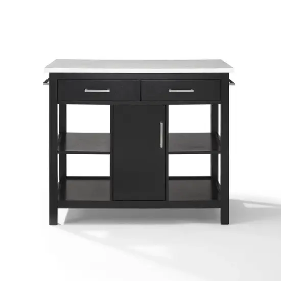 Audrey Faux Marble Top Kitchen Island Black - Crosley image {2}