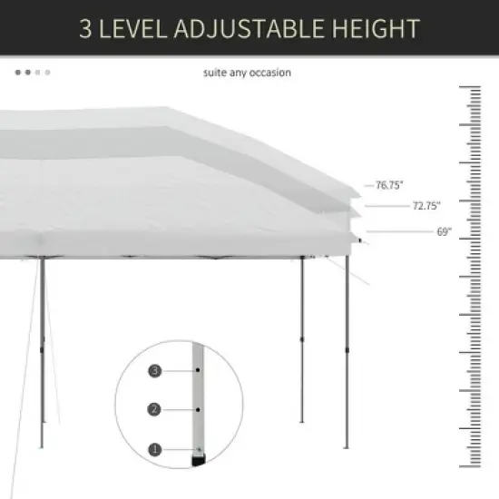 Resenkos Backyard Garden Canopy, Camping Canopy Screen Tent,10' x 19' Pop Up Canopy with Easy Up Steel Frame, 3-Level Adjustable Height and Carrying image {9}