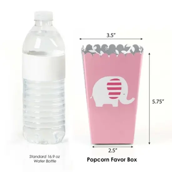 Big Dot of Happiness Pink Elephant - Girl Baby Shower or Birthday Party Favor Popcorn Treat Boxes - Set of 12 image {1}