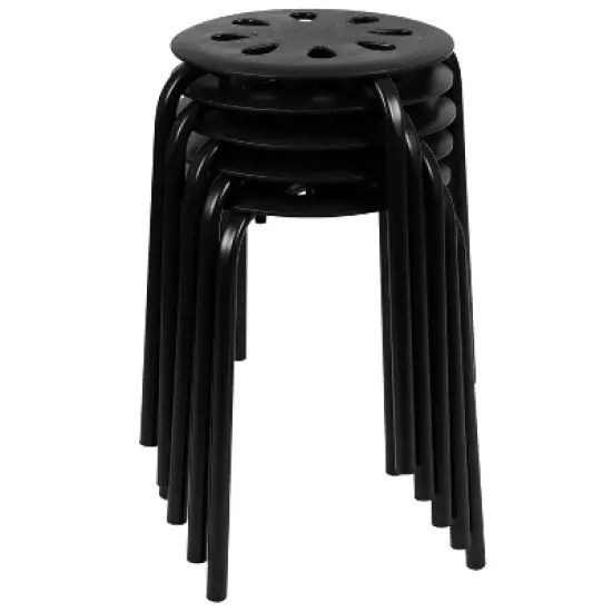 Flash Furniture Plastic Nesting Stack Stools, 17.5"Height (5 Pack) image {10}