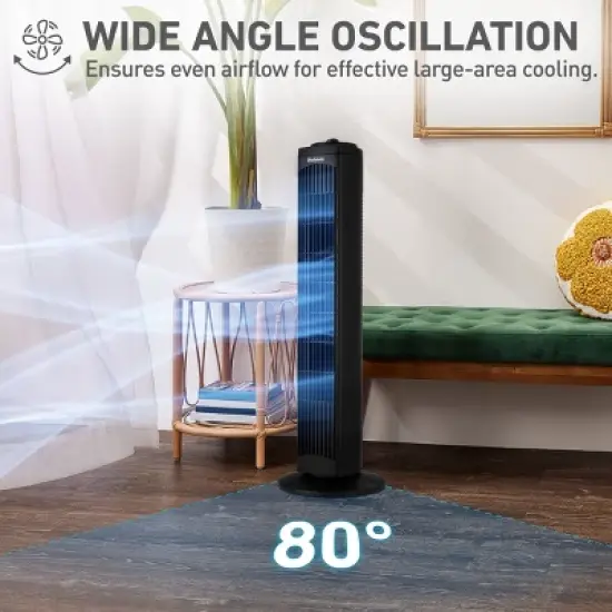 Holmes 29" Manual Tower Oscillating Fan with Clean Breeze image {4}